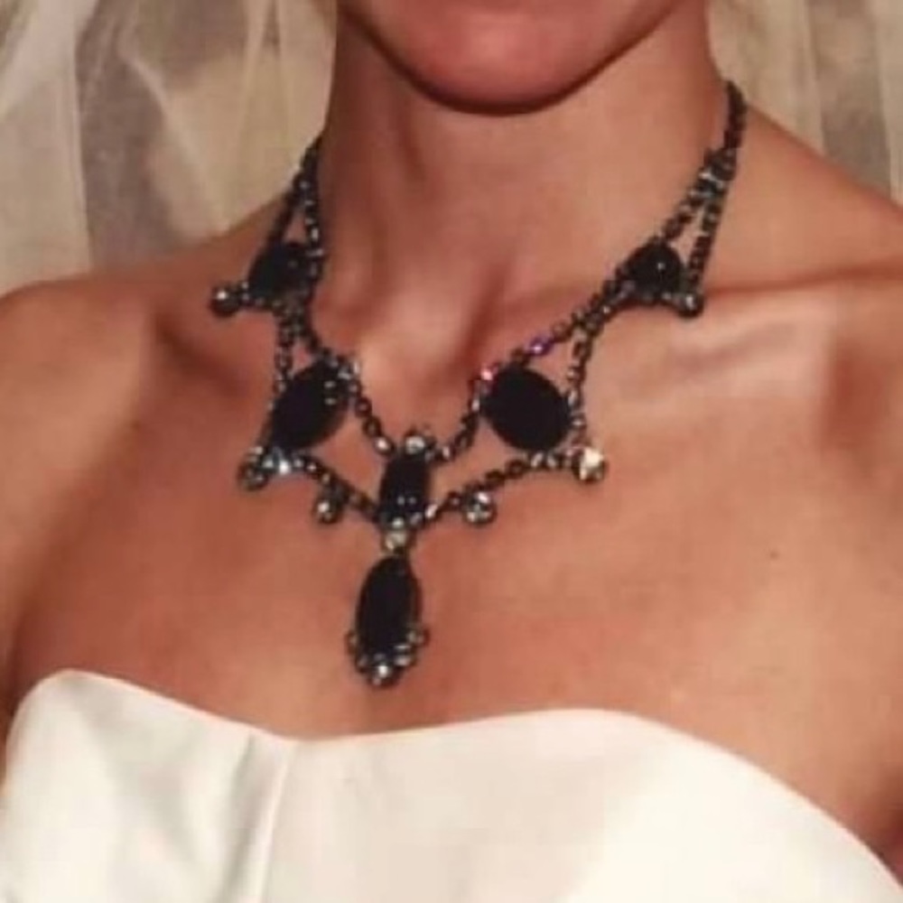 Kenneth Jay Lane black gem rhinestone necklace